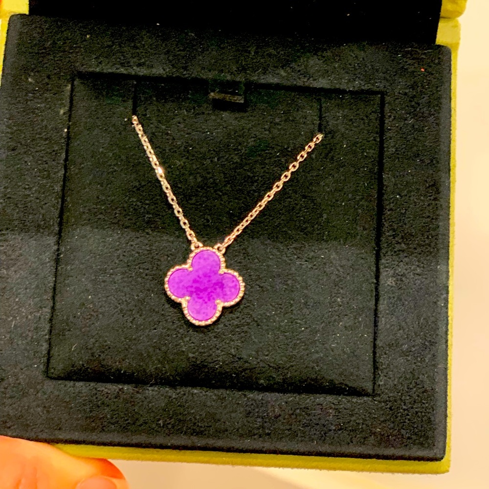 Van Cleef and Arpels Sugilite PURPLE Vintage Alhambra pendant 18k WG